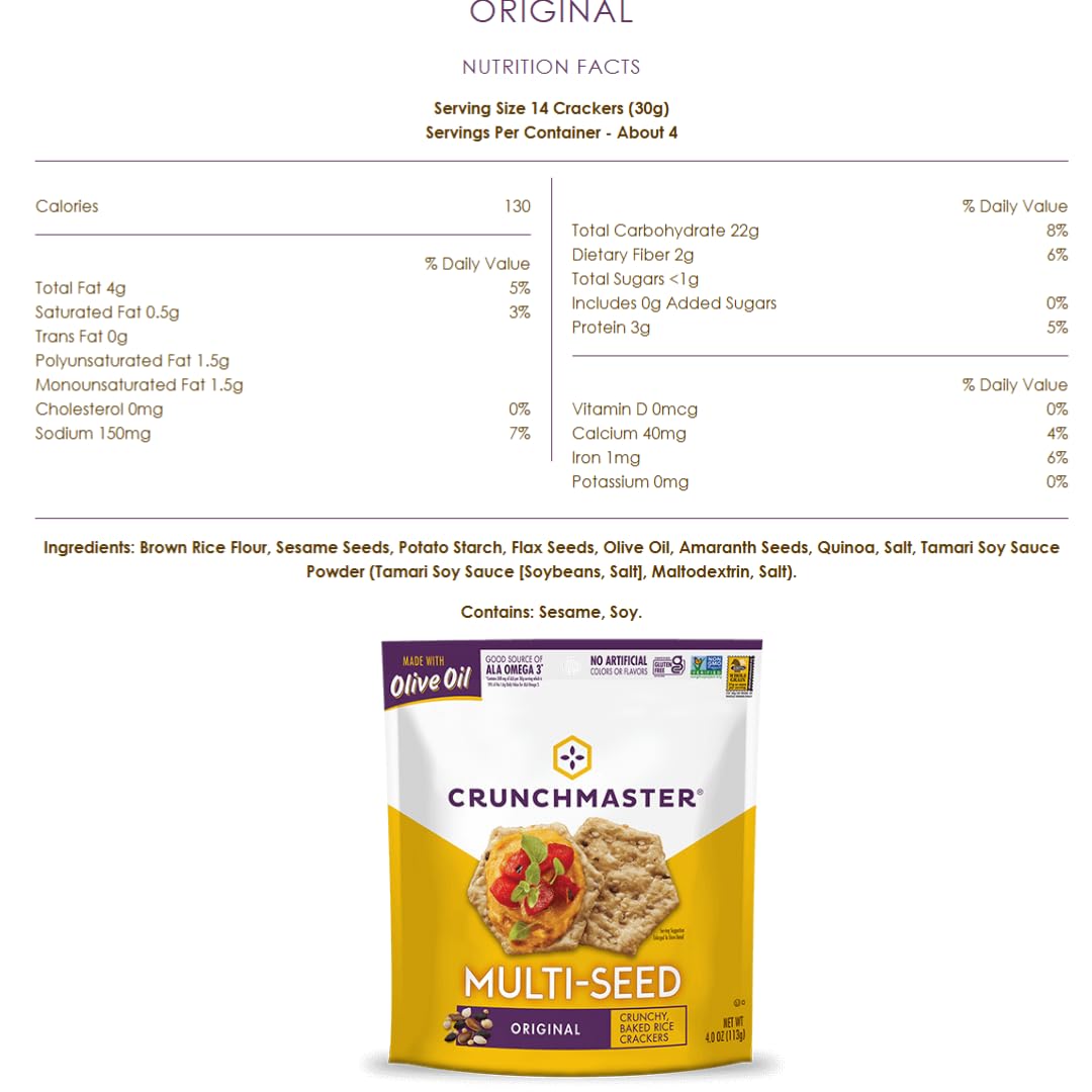 Crunchmaster roasted garlic bag displayed to show bold savory flavor