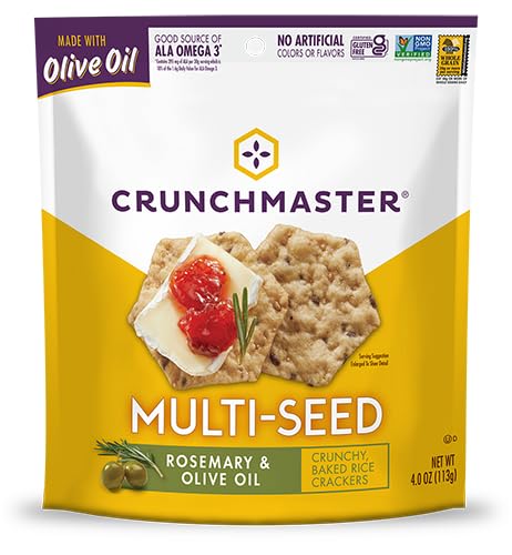 Crunchmaster multiseed roasted garlic cracker detail showing toasted seeds and savory flavor