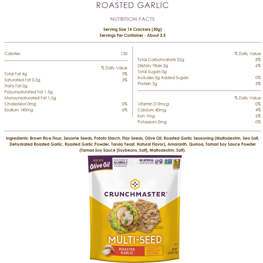 Crunchmaster crackers held in hand to show bag size and portability