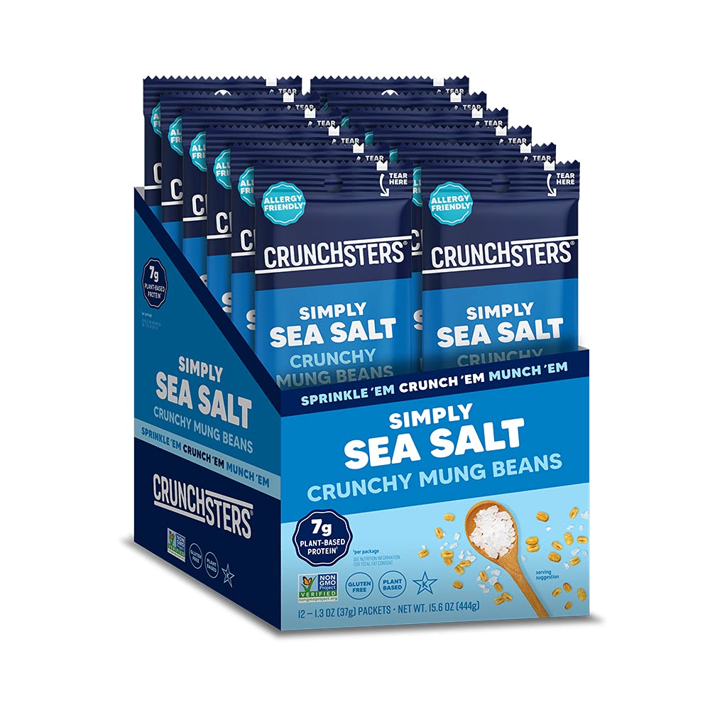Crunchsters front pack showing sea salt flavor and crunchy benefit