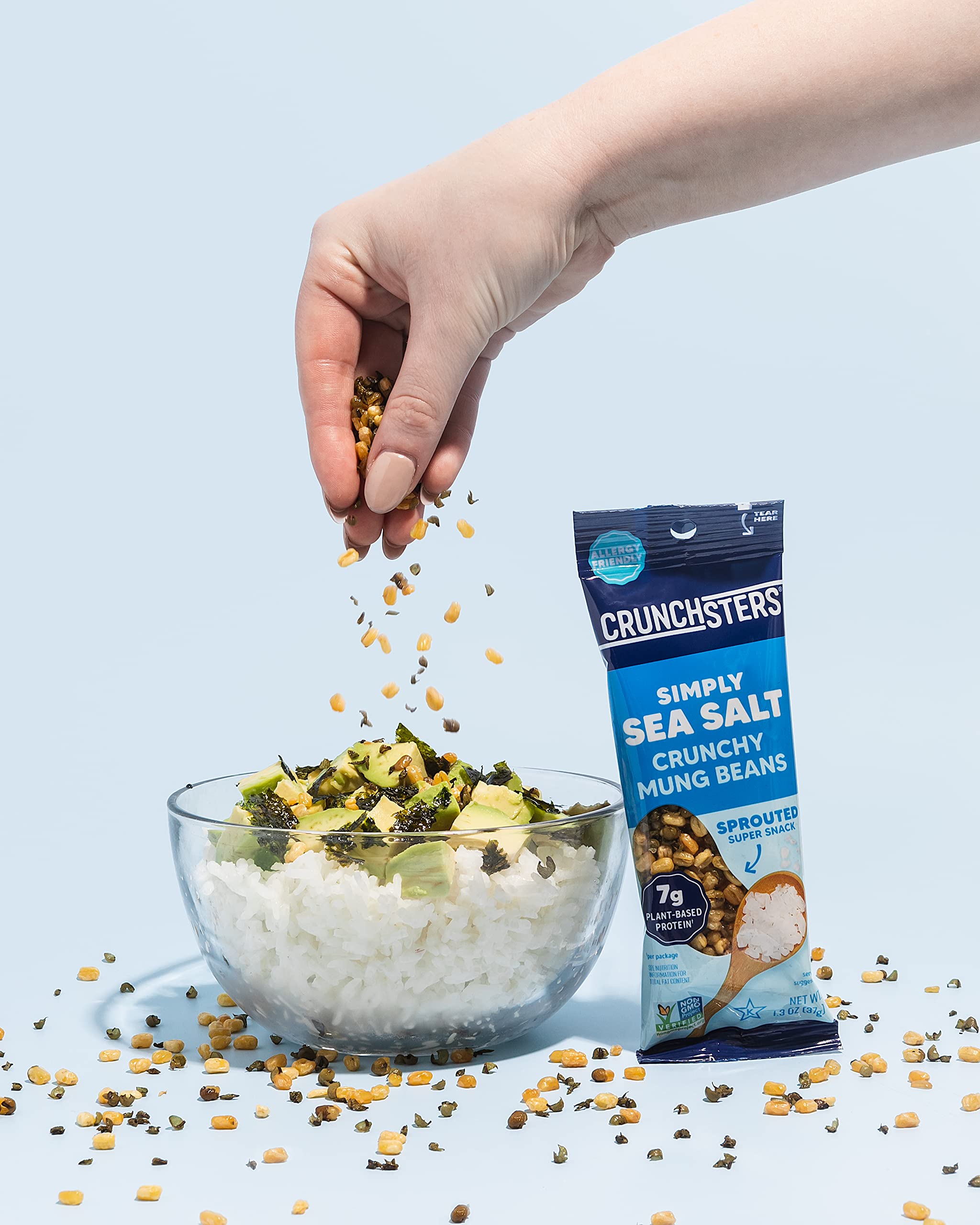 Crunchsters snack in child’s hand showing kid-friendly portable snack