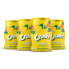 Crush pineapple front packaging showing four bottles and flavor benefit