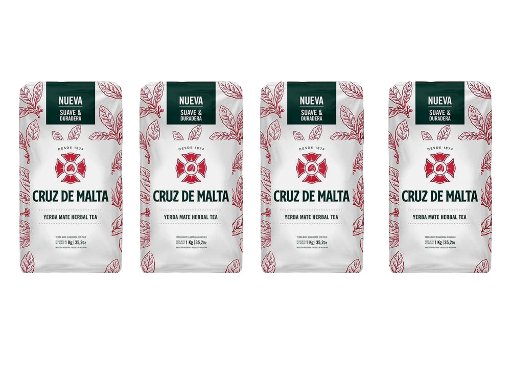 Cruz de Malta front packaging showing four 1kg bags and product branding benefit clarity