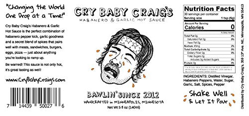 Cry Baby Craig's close-up label and sauce texture highlighting freshness and garlic depth