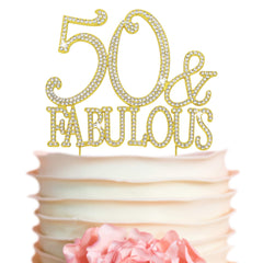 Crystal Creations front view showing gold 50 topper and elegant shine for celebrations
