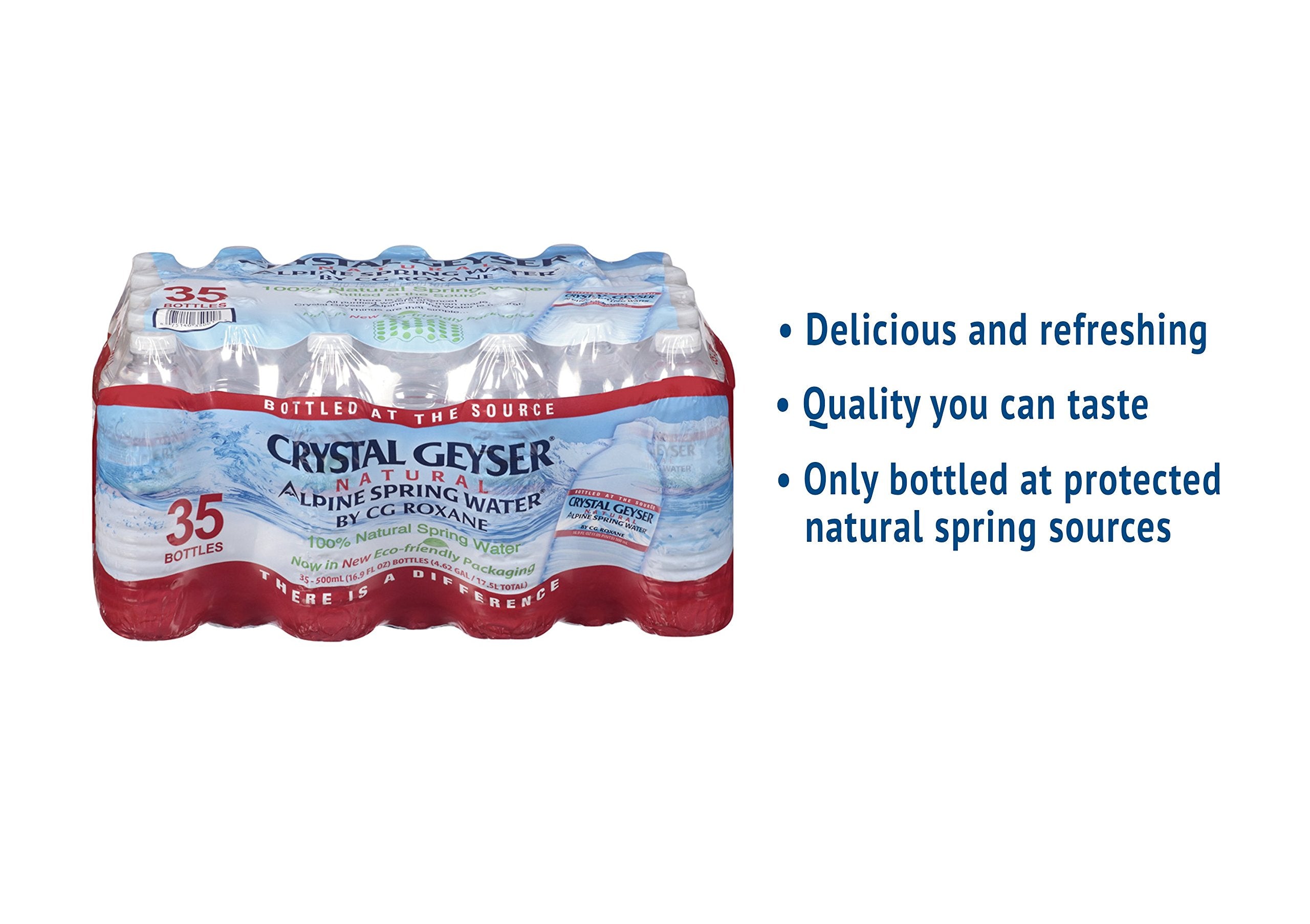 Crystal Geyser bottle in hand demonstrating convenient single-serve portability benefit