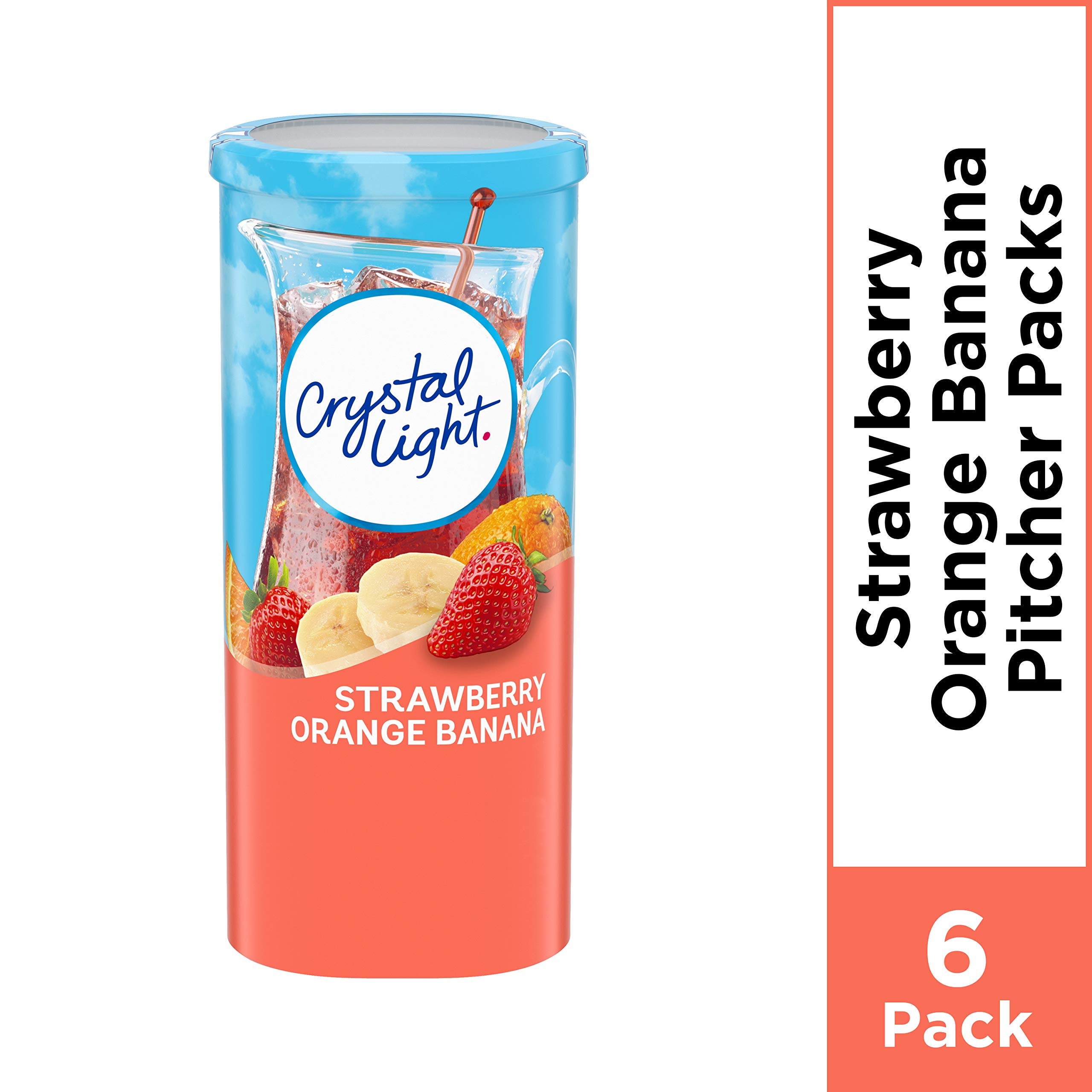 Crystal Light canister close-up highlighting organized packets and portability benefit