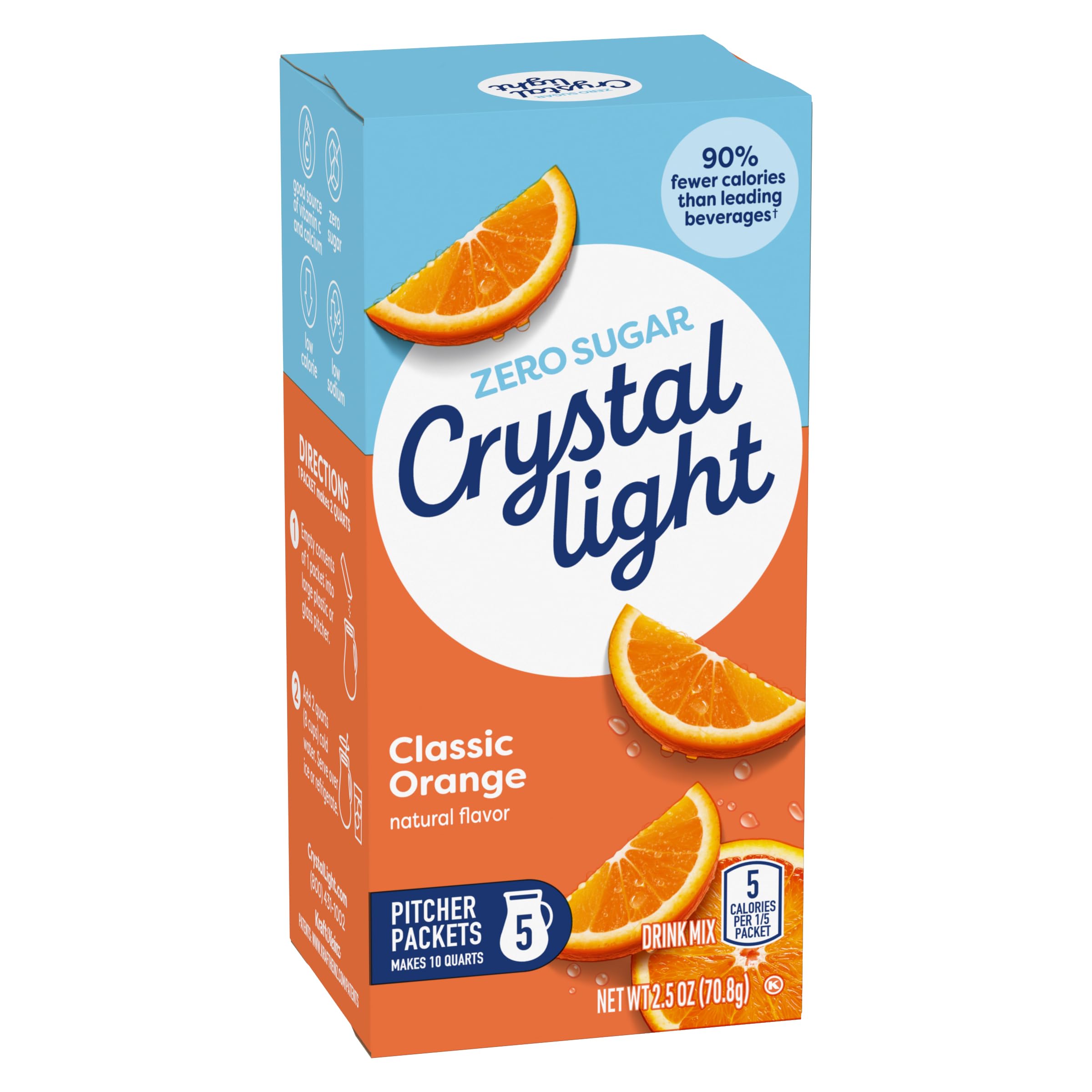 Crystal Light orange drink in a pitcher chilled for quick serving benefit