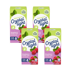 Crystal Light front packaging showing raspberry green tea and convenience