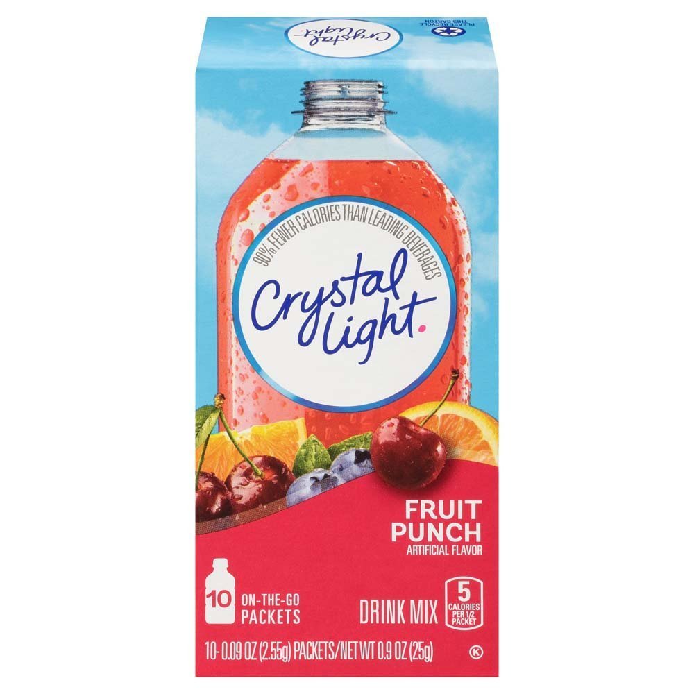 Crystal Light front packaging showing six boxes and clear product branding for convenient storage