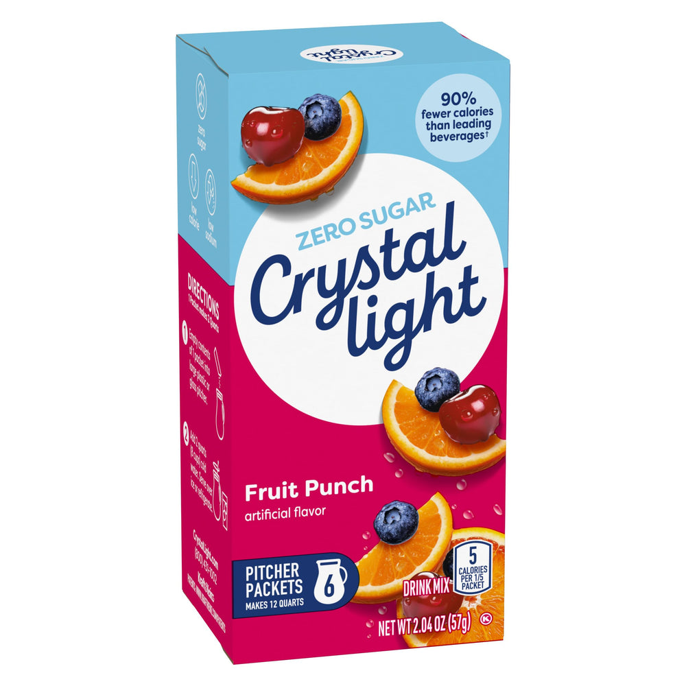 Close-up Crystal Light label and nutrition facts for informed ingredient choices
