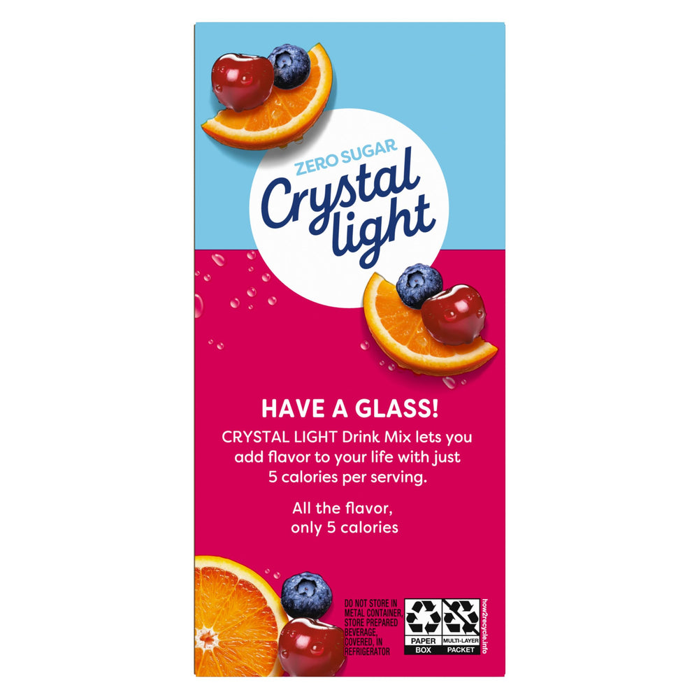 Crystal Light canister next to common items to show packet pack size