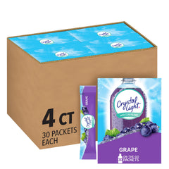 Crystal Light grape front packaging showing 120 packets and portability benefit