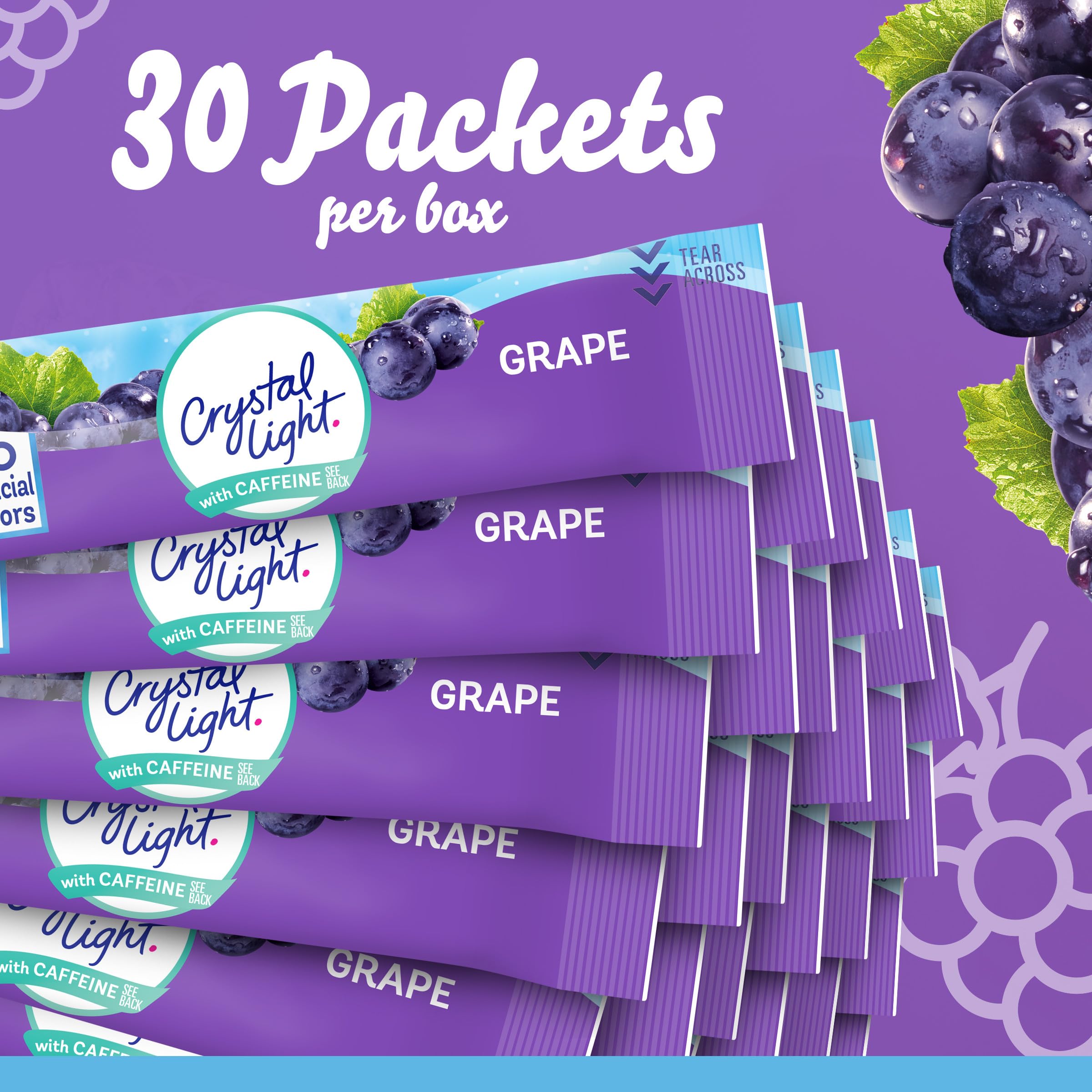 Crystal Light grape packet on an office desk for quick afternoon boost