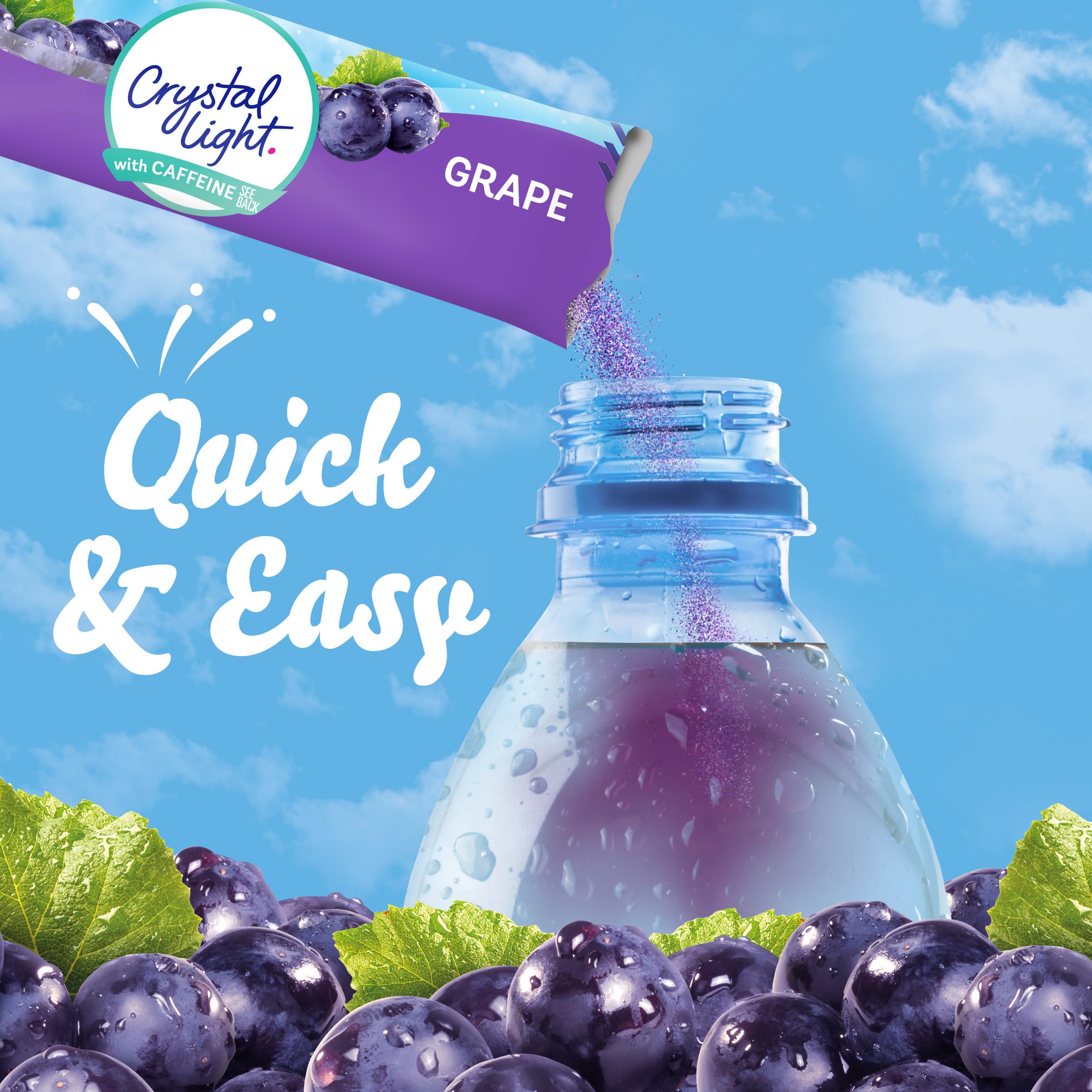 Packet next to a 16.9 fl oz bottle for Crystal Light serving size clarity