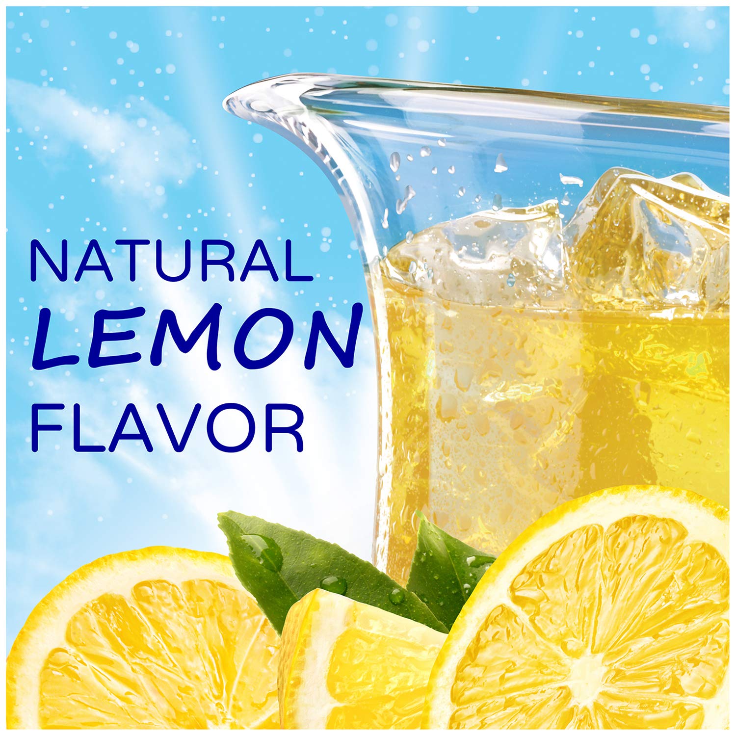 Glass of Crystal Light Lemonade with ice showing refreshing drink ready to enjoy