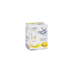 Crystal Light poured into water bottle showing bright lemonade color and refreshing appeal