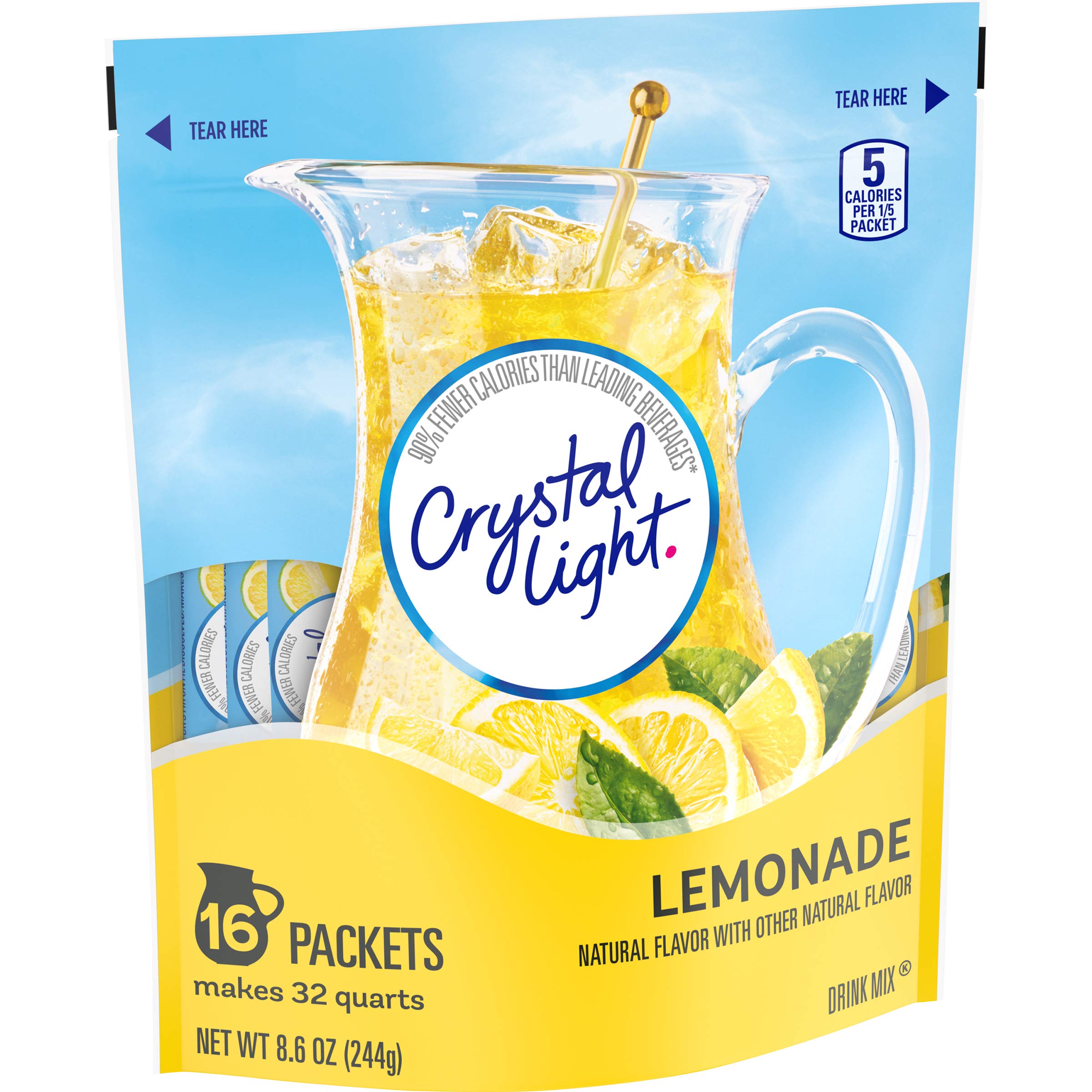 Crystal Light scoop inside tub demonstrating measured servings and easy portioning