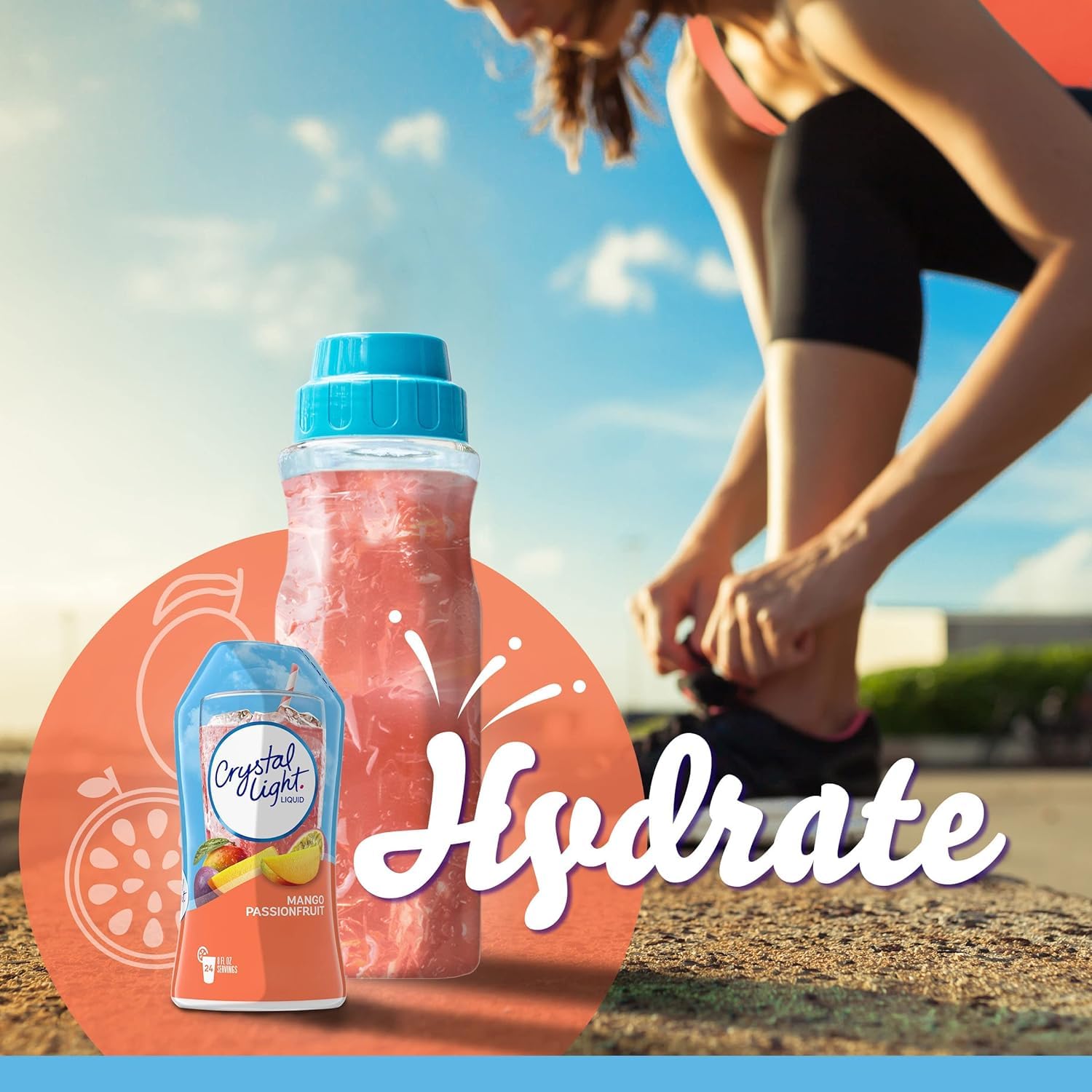 Crystal Light bottle tucked in a bag pocket demonstrating portable hydration benefit