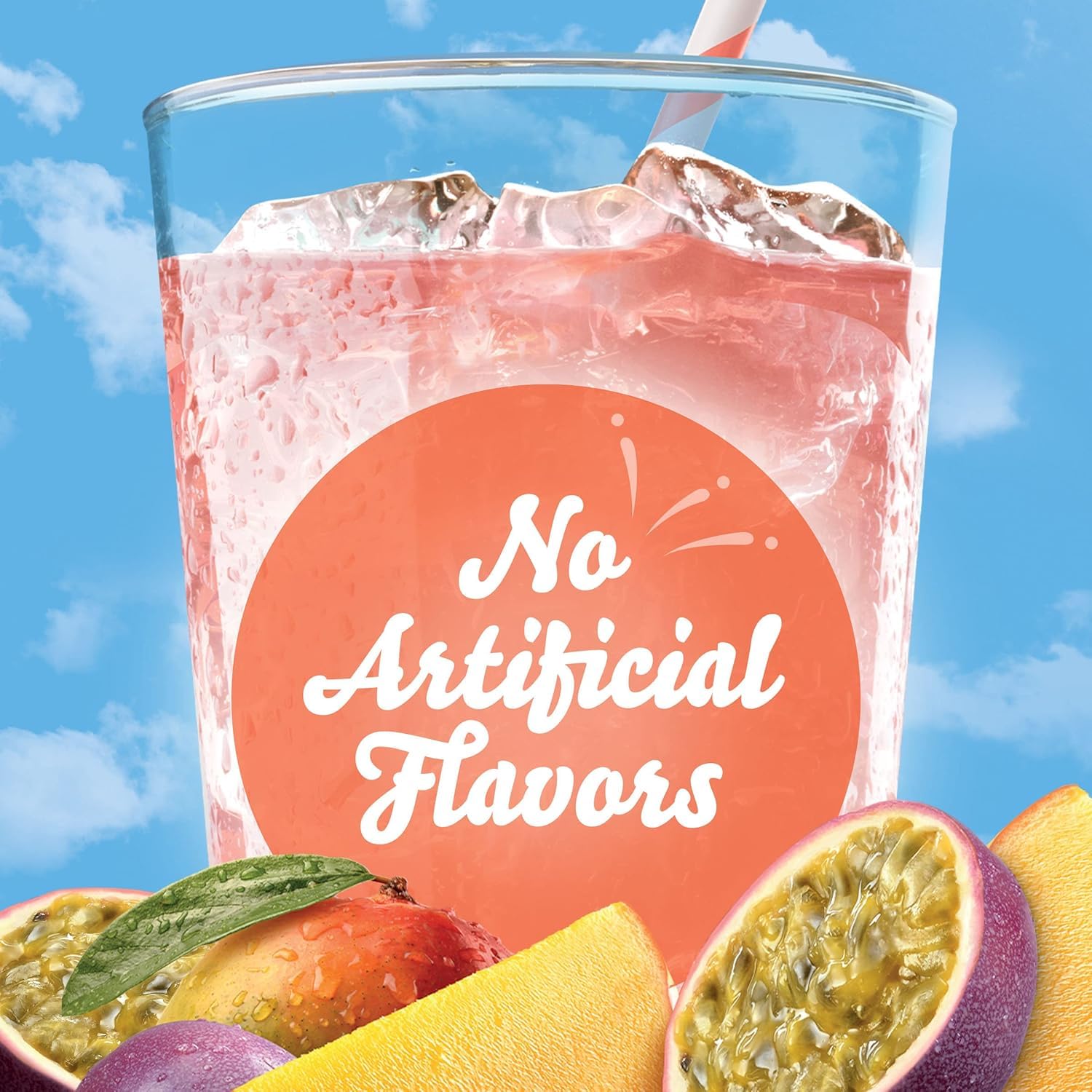 Crystal Light ingredients label close-up highlighting zero sugar and natural flavor