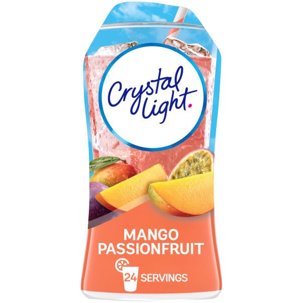 Crystal Light Mango Passionfruit being poured into water showing instant flavoring benefit