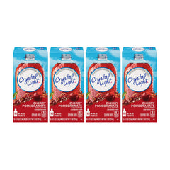 Crystal Light On-The-Go front box showing Cherry Pomegranate flavor and count, convenient packaging benefit