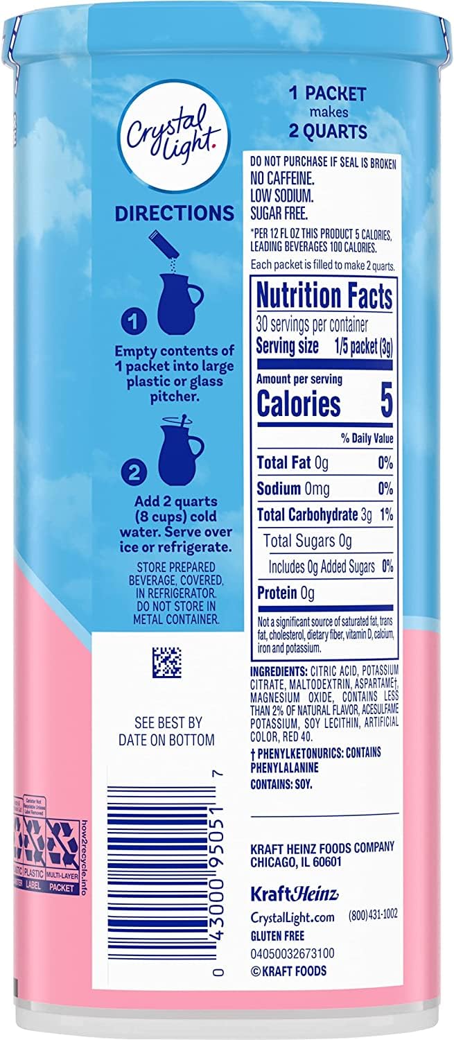 Crystal Light close-up of a sealed pitcher packet highlighting convenient portioning for pitchers