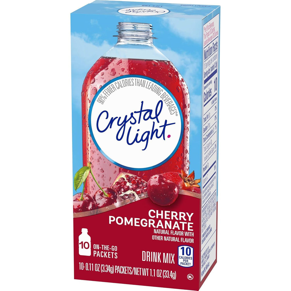 Crystal Light powder being poured into a water bottle for instant flavored water