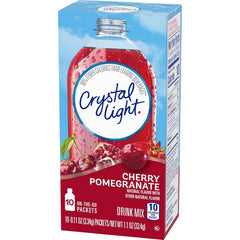 Crystal Light powder being poured into a water bottle for instant flavored water