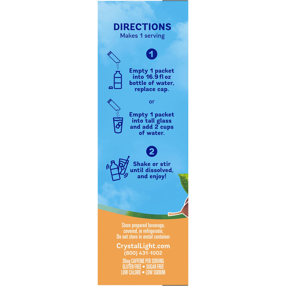 Crystal Light packet beside a ruler demonstrating compact 0.07 ounce packet size