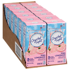 Crystal Light pink lemonade dissolving in pitcher for quick preparation benefit