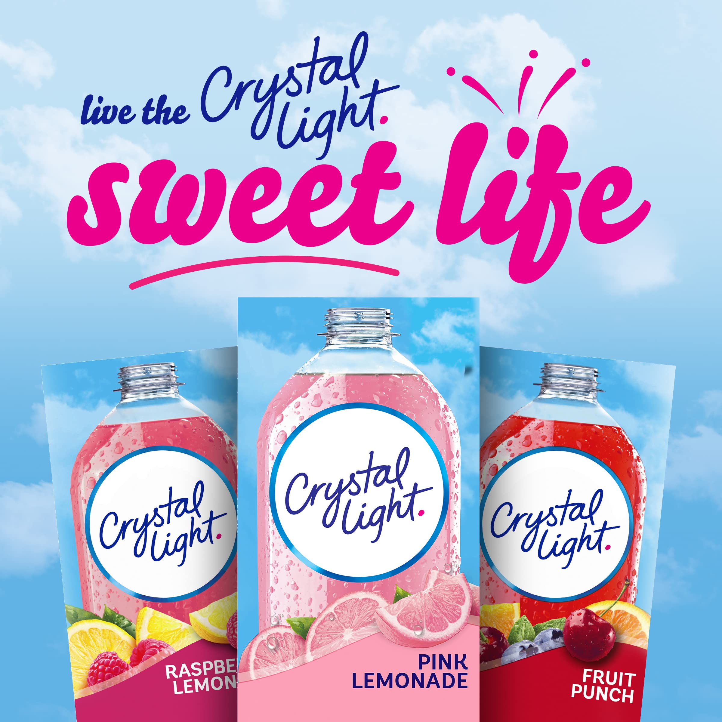 Crystal Light nutrition label close-up, clear zero-sugar and calorie info