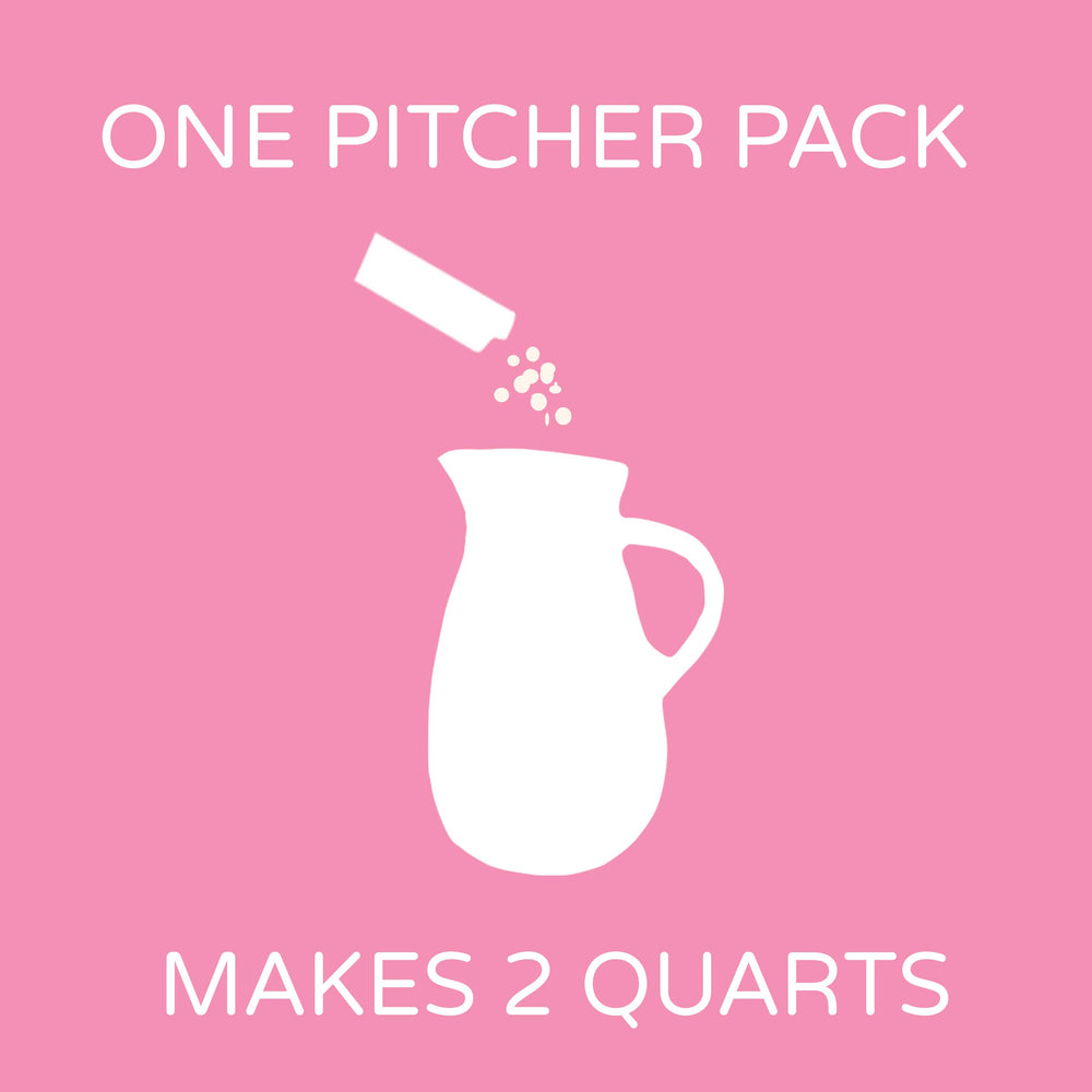 Pouring Crystal Light Pink Lemonade into a pitcher to show quick preparation and vivid color