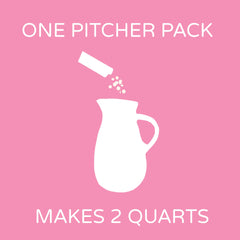 Pouring Crystal Light Pink Lemonade into a pitcher to show quick preparation and vivid color