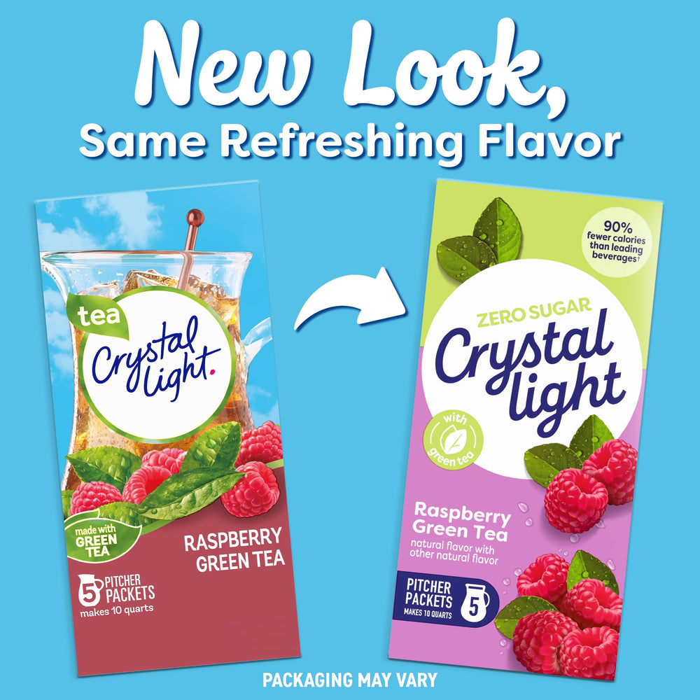 Prepared Crystal Light raspberry green tea pitcher chilled and ready