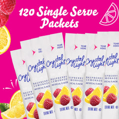 Prepared Crystal Light Raspberry Lemonade in clear cup demonstrating refreshing low-calorie option