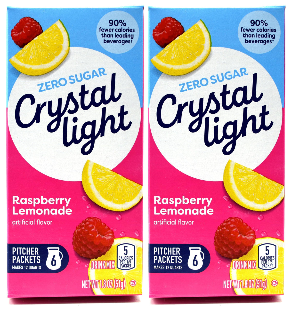 Crystal Light front canister showing label and serving info, convenient storage