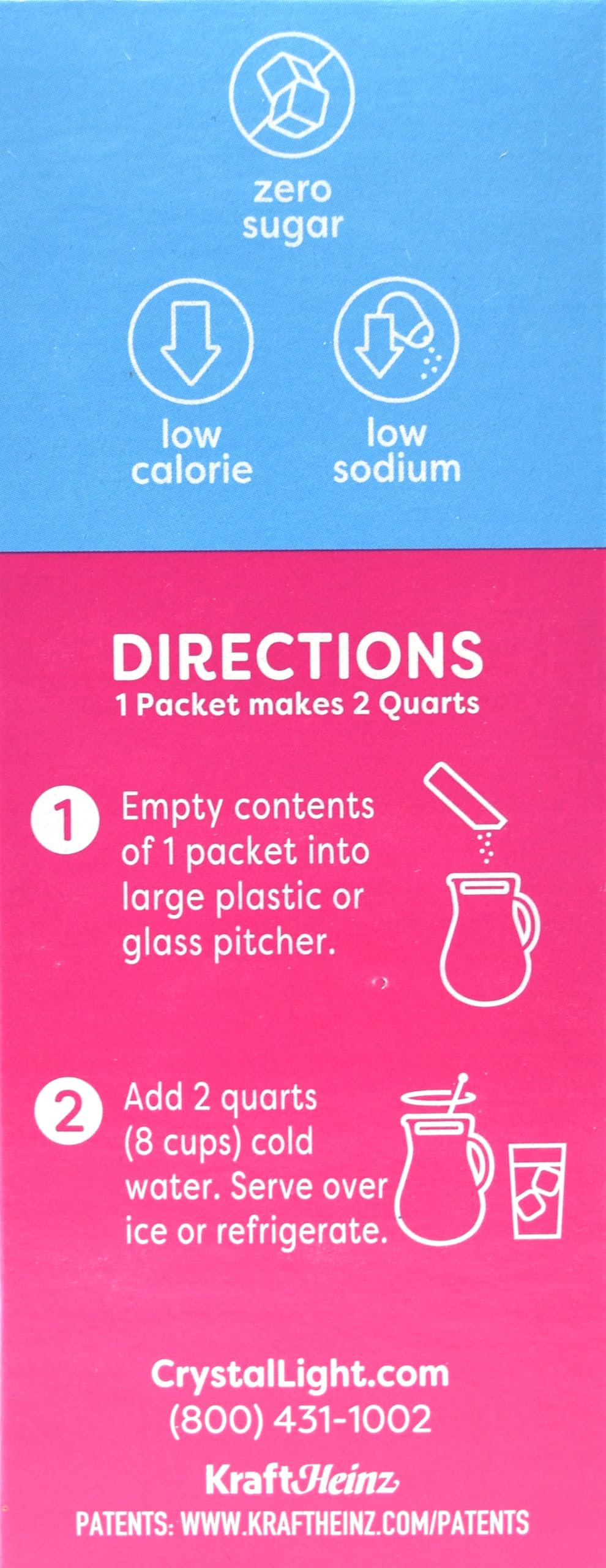 Clear pitcher of prepared Crystal Light Raspberry Lemonade, refreshment for gatherings