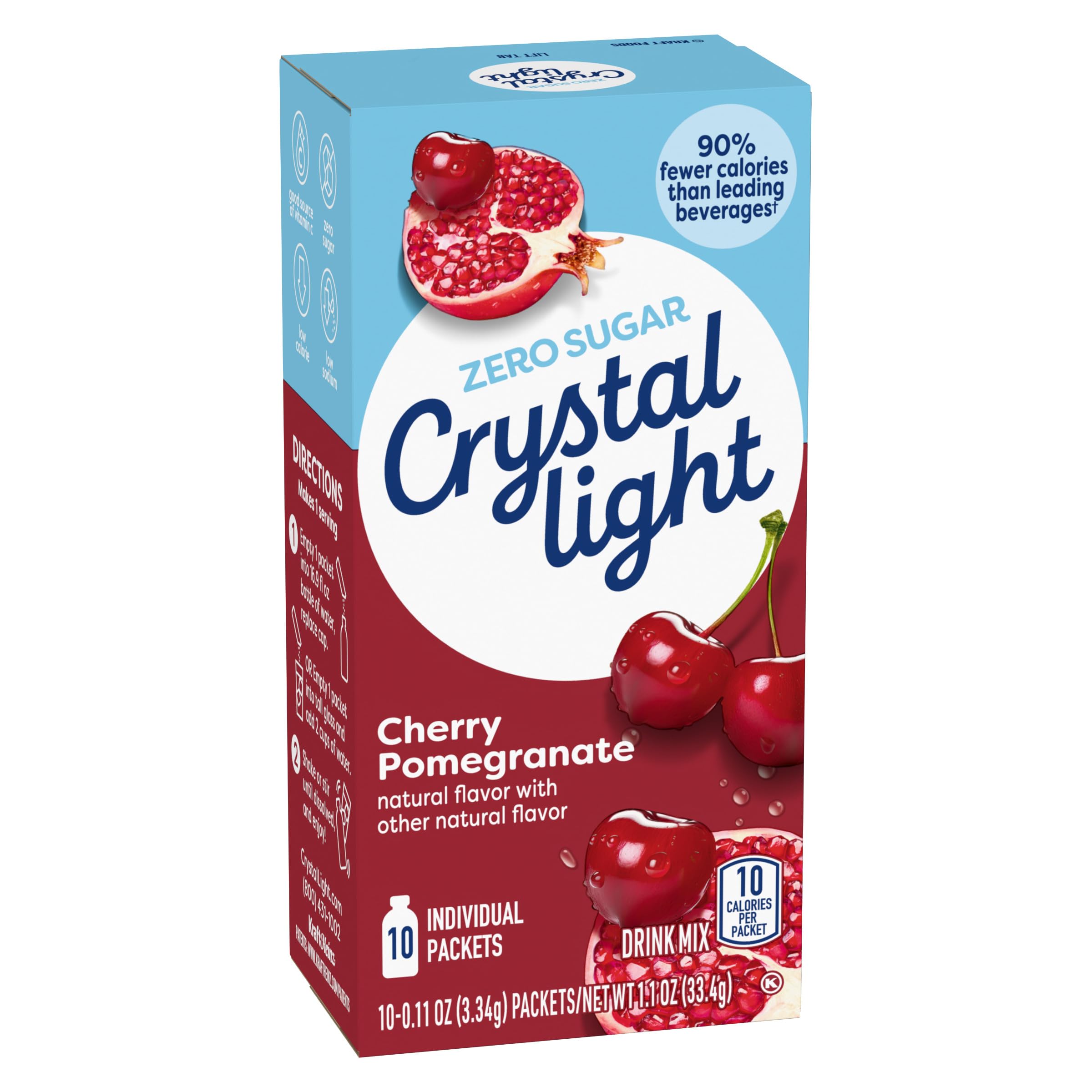 Crystal Light poured into serving glass showing brand and refreshing low-calorie taste