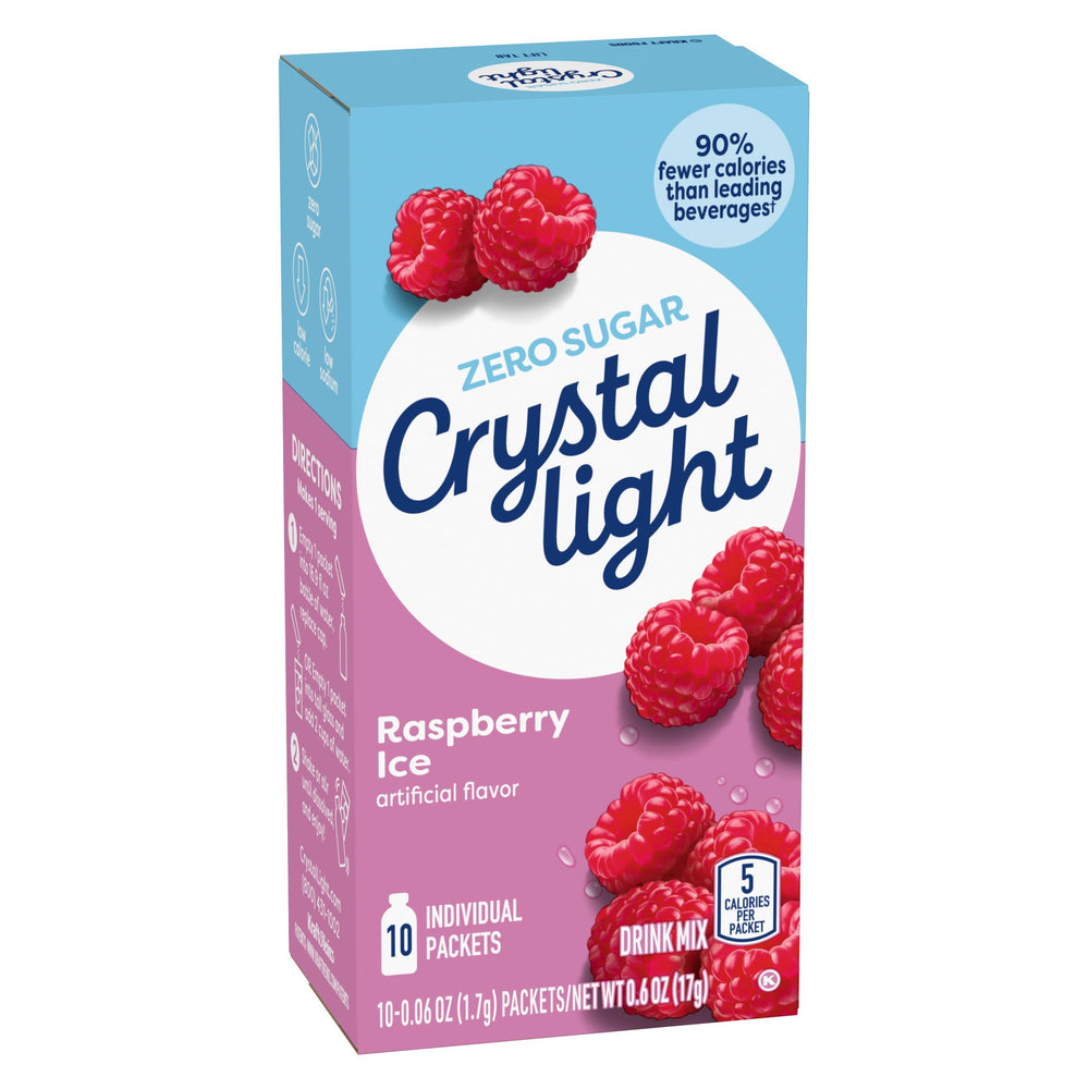 Hand holding a packet for Crystal Light illustrating single-serve portability and portion control