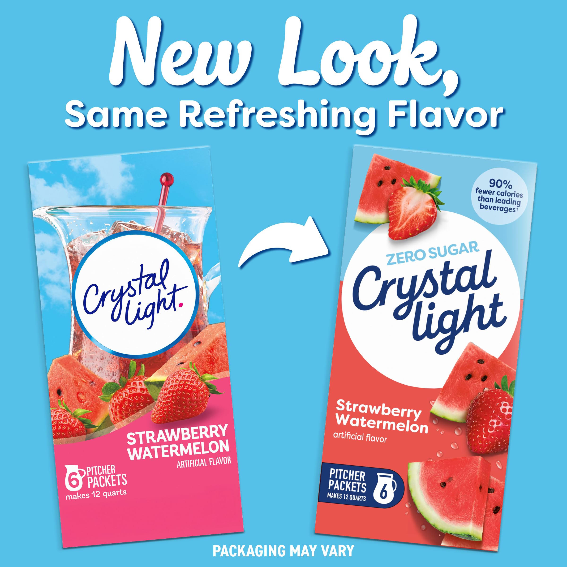 Glass of Strawberry Watermelon over ice showing Crystal Light refreshing beverage benefit