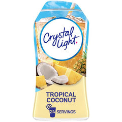 Crystal Light Tropical Coconut bottle close-up highlighting texture and easy-squeeze cap