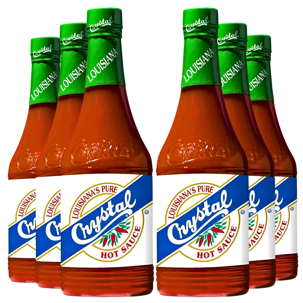 Crystal front packaging showing six 12 oz bottles and brand clarity