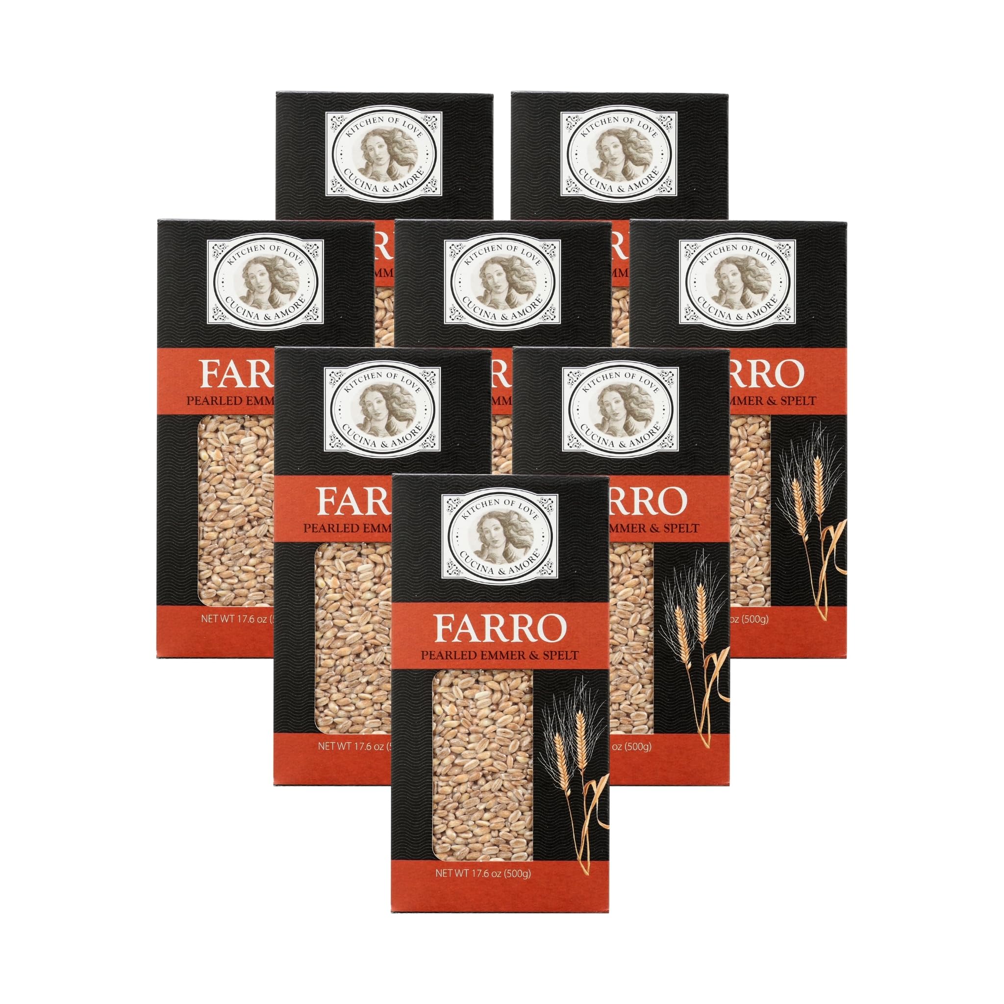 Cucina & Amore front packaging showing Italian pearled farro and pack details