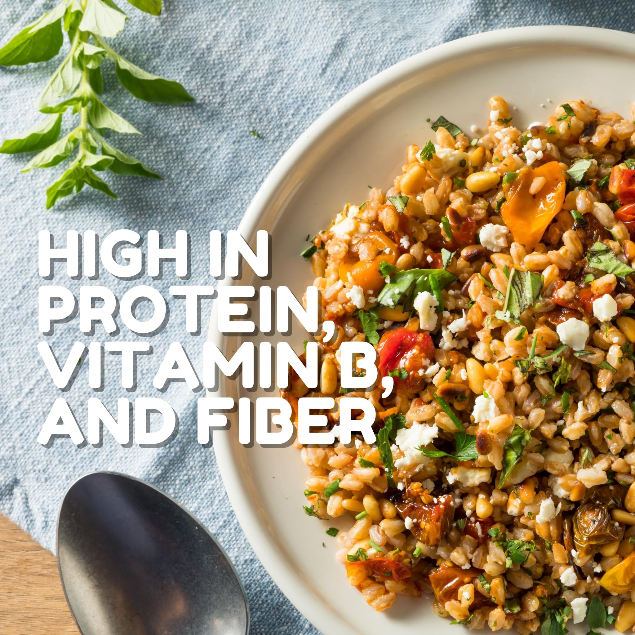 Close-up of pearled farro texture showing nutty grains for hearty meals