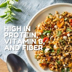 Close-up of pearled farro texture showing nutty grains for hearty meals