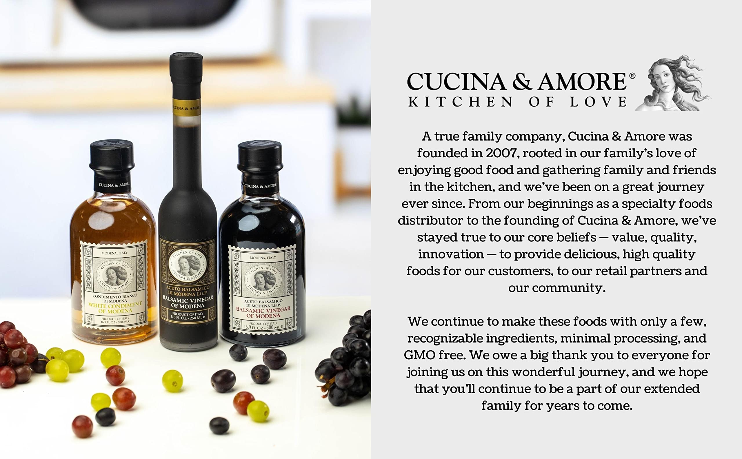 Cucina & Amore label close-up emphasizing IGP authenticity benefit