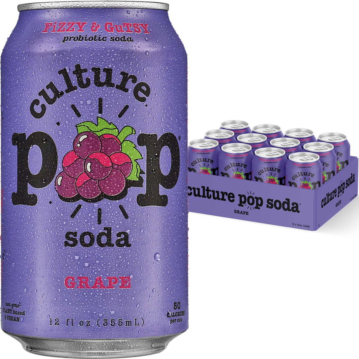 Culture Pop grape front packaging showing vibrant can design and flavor