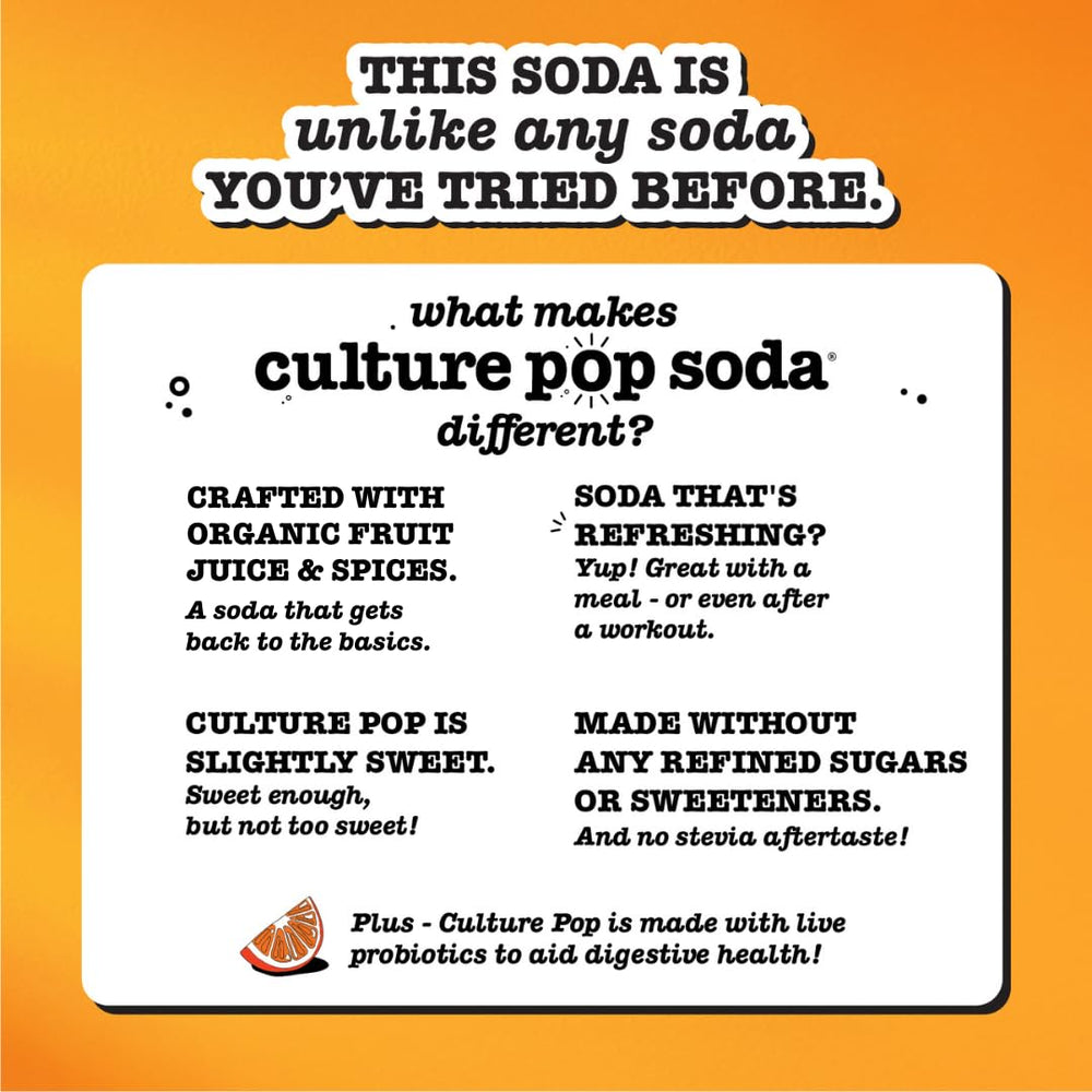 Culture Pop grape nutrition and ingredients panel displaying clean label features