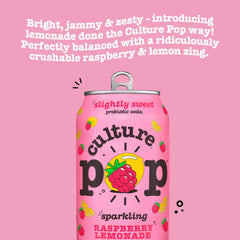 Culture Pop being poured into a glass with fizz for immediate refreshment